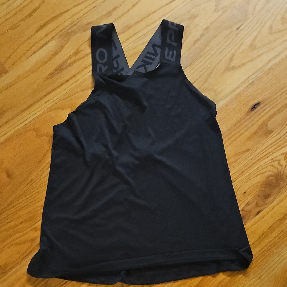 Black Nike PRO Sleeveless Top with Logo Straps